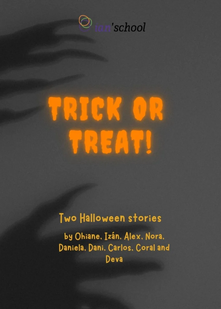 Portada de Trick or Treat con historias de Halloween escritas por alumnos de Ian’school en Gijón.
